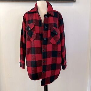 Oversized Red and Black Shacket Jacket size small NWOT
